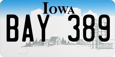 IA license plate BAY389