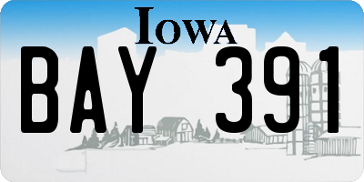 IA license plate BAY391