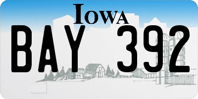 IA license plate BAY392