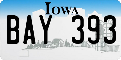 IA license plate BAY393
