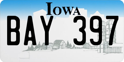 IA license plate BAY397