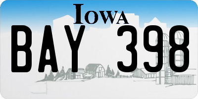 IA license plate BAY398