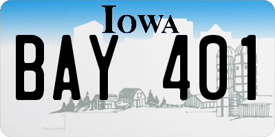 IA license plate BAY401