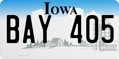 IA license plate BAY405