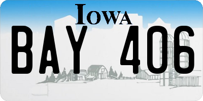 IA license plate BAY406