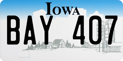 IA license plate BAY407