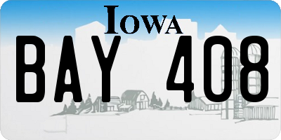 IA license plate BAY408