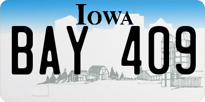 IA license plate BAY409