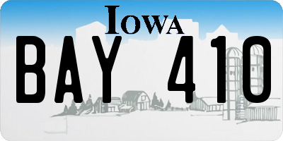IA license plate BAY410