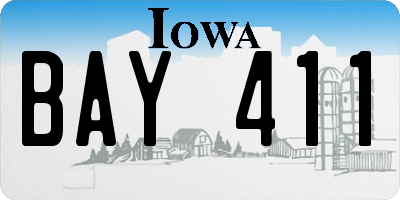 IA license plate BAY411