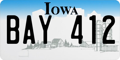 IA license plate BAY412