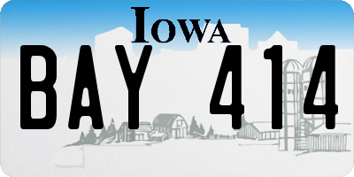 IA license plate BAY414