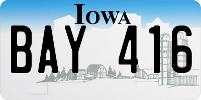 IA license plate BAY416