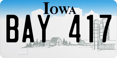 IA license plate BAY417