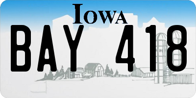 IA license plate BAY418