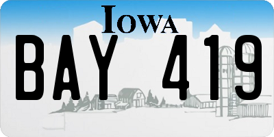 IA license plate BAY419