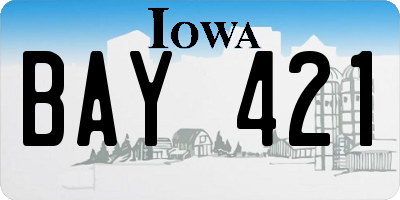 IA license plate BAY421