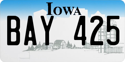 IA license plate BAY425
