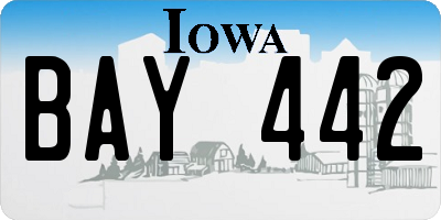 IA license plate BAY442