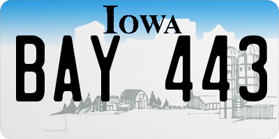 IA license plate BAY443