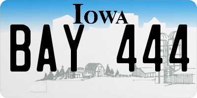 IA license plate BAY444