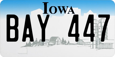 IA license plate BAY447