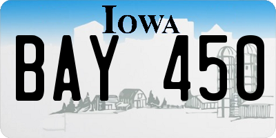 IA license plate BAY450