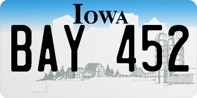 IA license plate BAY452