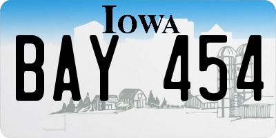 IA license plate BAY454