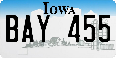 IA license plate BAY455