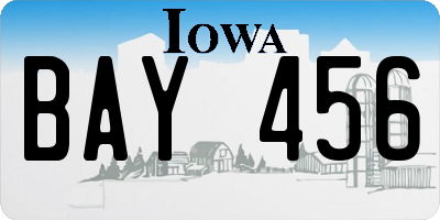 IA license plate BAY456