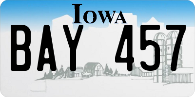 IA license plate BAY457