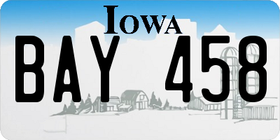 IA license plate BAY458