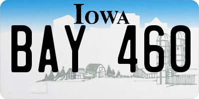 IA license plate BAY460