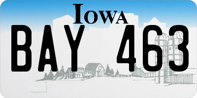 IA license plate BAY463