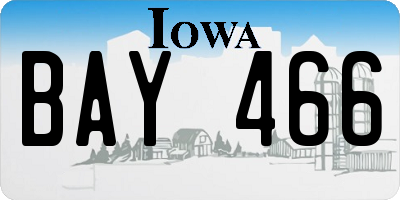 IA license plate BAY466