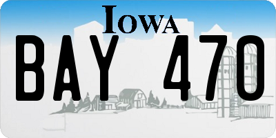 IA license plate BAY470