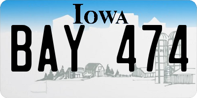IA license plate BAY474