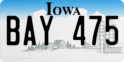 IA license plate BAY475