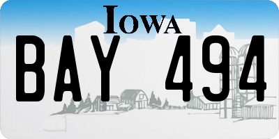 IA license plate BAY494