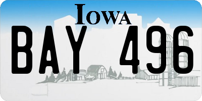 IA license plate BAY496