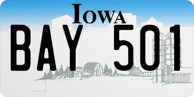IA license plate BAY501