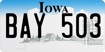 IA license plate BAY503