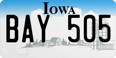 IA license plate BAY505
