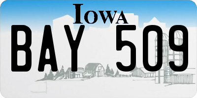 IA license plate BAY509