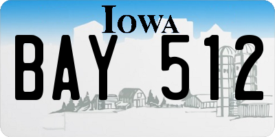 IA license plate BAY512