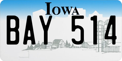 IA license plate BAY514