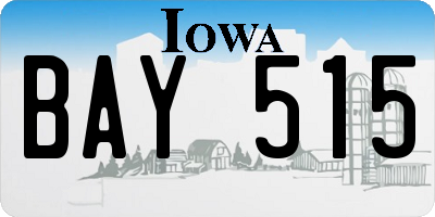 IA license plate BAY515