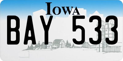 IA license plate BAY533