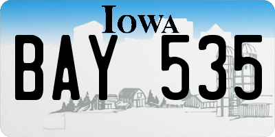 IA license plate BAY535